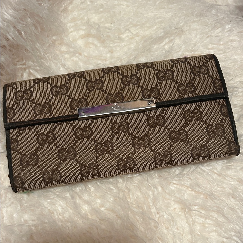 Gucci Beige and Brown Monogram Wallet